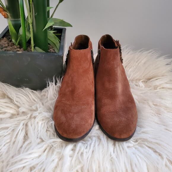 Sam Edelman Brown Suede Petal Booties Ankle Boots 7 - Picture 2 of 11